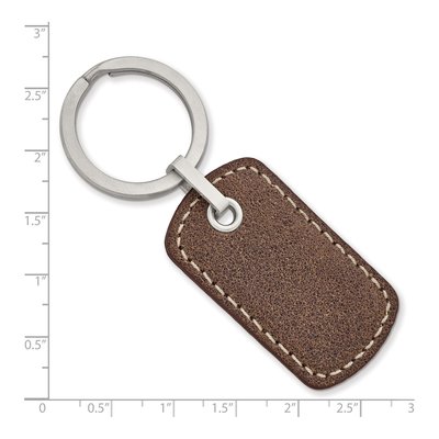 Stainless Steel Brushed Leather Key Ring – view 3