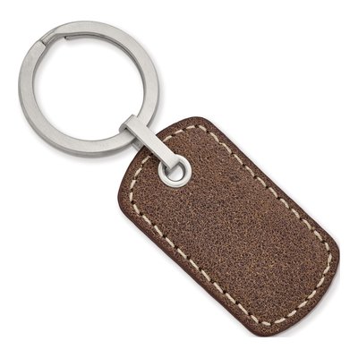 Stainless Steel Brushed Leather Key Ring