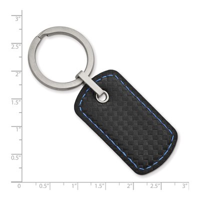 Men's Stainless Steel Leather Stitched Key Ring – view 2