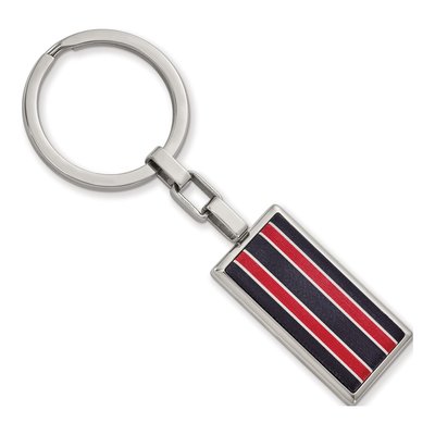 Stainless Steel Black & Red Key Ring