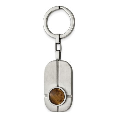 Stainless Steel Tiger's Eye Key Ring
