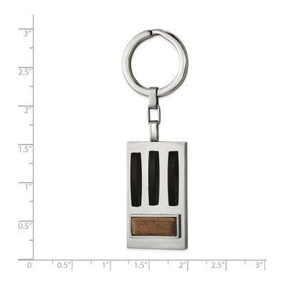 Men's Stainless Steel Tiger's Eye Key Ring – view 3