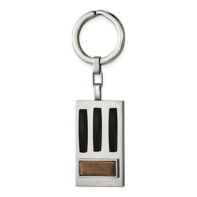 Men's Stainless Steel Tiger's Eye Key Ring