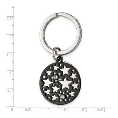 Steel Black IP Star Key Ring w/ Crystals – view 4