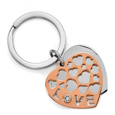 Rose IP Stainless Steel LOVE Hearts Key Ring Set – view 4