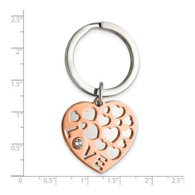 Rose IP Stainless Steel LOVE Hearts Key Ring Set – view 5