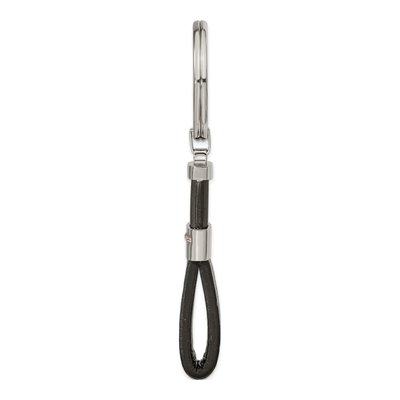 Stainless Steel Black IP Crystal Leather Key Ring – view 2
