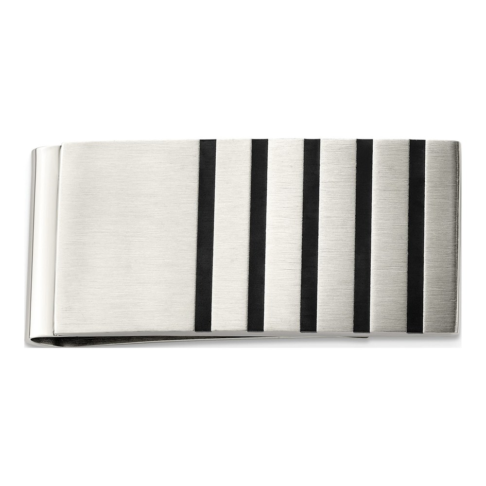 Men's Stainless Steel Brushed Black Money Clip