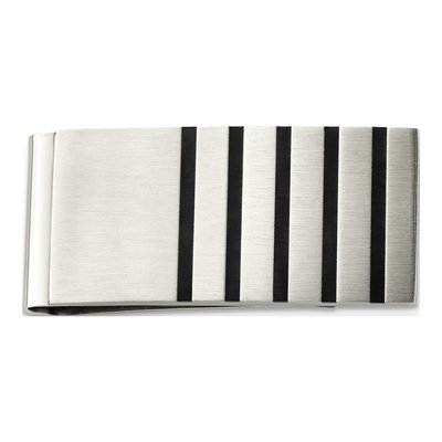 Men's Stainless Steel Brushed Black Money Clip