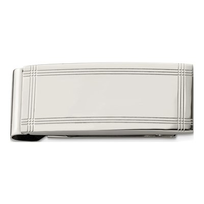 Men's Chisel Stainless Steel Grooved Money Clip