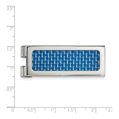 Stainless Steel Blue Carbon Fiber Money Clip – view 4