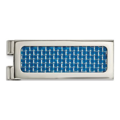 Stainless Steel Blue Carbon Fiber Money Clip