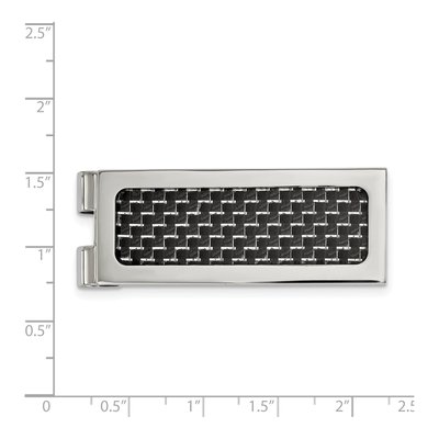 Men's Stainless Steel Money Clip with Carbon Fiber Inlay – view 4