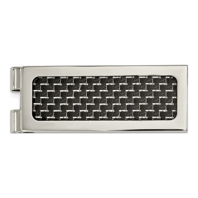 Men's Stainless Steel Money Clip with Carbon Fiber Inlay