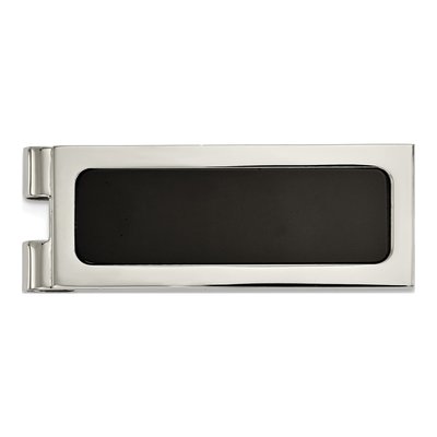 Stainless Steel Black Agate Money Clip