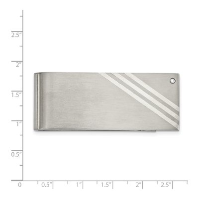 Stainless Steel Money Clip with CZ Inlay – view 4