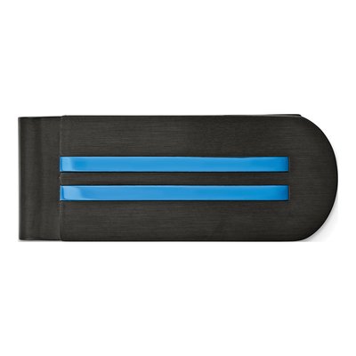 Men's Chisel Stainless Steel Black & Blue Money Clip