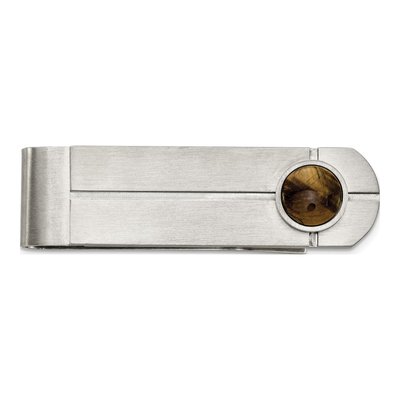 Men's Stainless Steel Tiger's Eye Money Clip