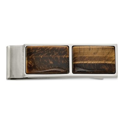 Men's Stainless Steel Tiger's Eye Money Clip