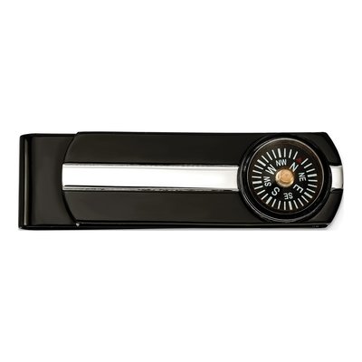 Steel Compass Money Clip, Black IP