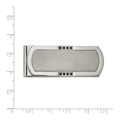 Men's Stainless Steel Money Clip with Black CZ – view 4