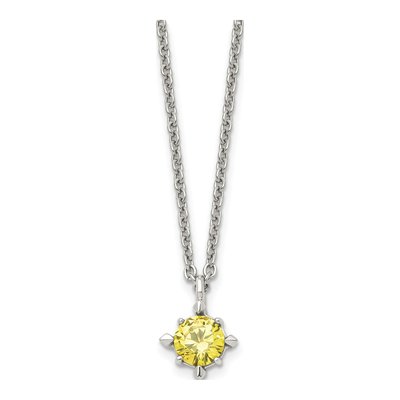 Stainless Steel CZ Pendant Necklace