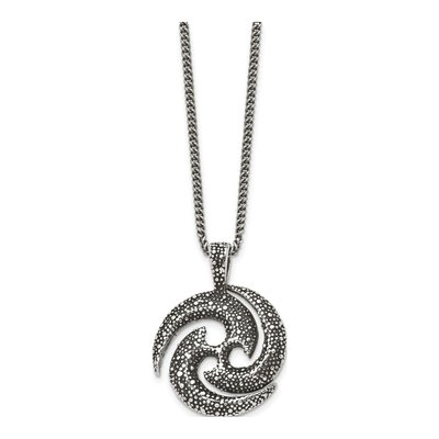 Stainless Steel Spiral Curb Pendant Necklace – view 5
