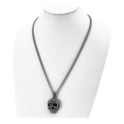 Stainless Steel Skull Curb Pendant Necklace – view 6