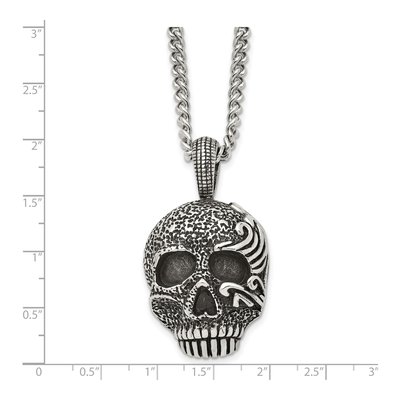 Stainless Steel Skull Curb Pendant Necklace – view 7