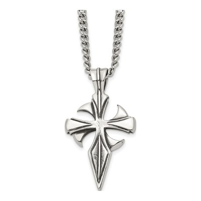 Stainless Steel Dagger Cross Pendant Necklace