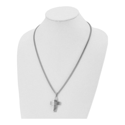Stainless Steel Cross Curb Pendant Necklace – view 6