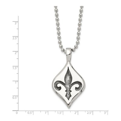 Stainless Steel Fleur de Lis Pendant Necklace – view 5