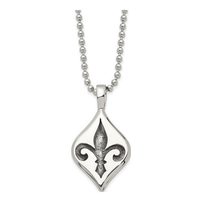 Stainless Steel Fleur de Lis Pendant Necklace