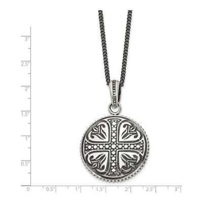 Stainless Steel Antiqued Cross Pendant Necklace – view 5
