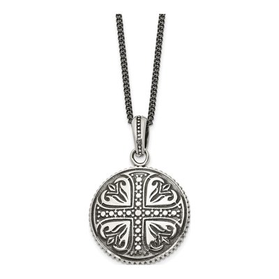Stainless Steel Antiqued Cross Pendant Necklace
