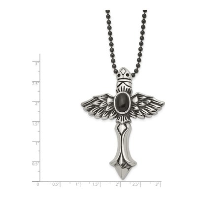 Stainless Steel Cross Wings Pendant Necklace – view 5
