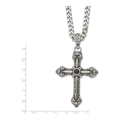 Stainless Steel Lab-Created Agate Cross Pendant Necklace – view 5