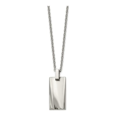 Stainless Steel Concave Rectangle Pendant Necklace – view 5