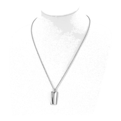 Stainless Steel Concave Rectangle Pendant Necklace – view 6