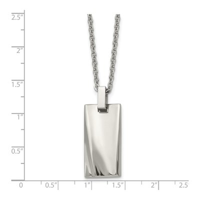 Stainless Steel Concave Rectangle Pendant Necklace – view 7