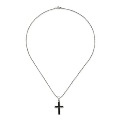 Stainless Steel Carbon Fiber Cross Pendant Necklace – view 4