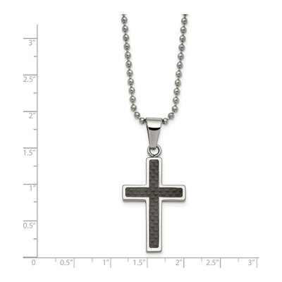 Stainless Steel Carbon Fiber Cross Pendant Necklace – view 6
