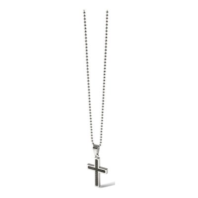 Stainless Steel Carbon Fiber Cross Pendant Necklace – view 7