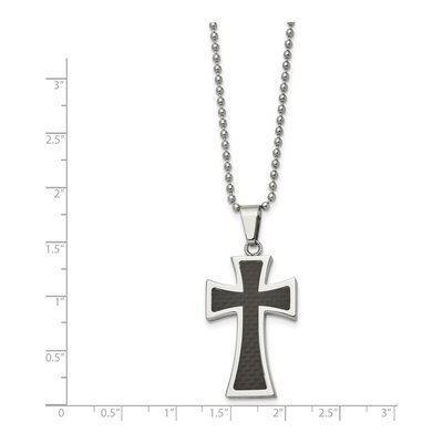 Stainless Steel Carbon Fiber Cross Pendant Necklace – view 4
