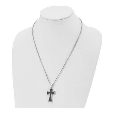 Stainless Steel Carbon Fiber Cross Pendant Necklace – view 5