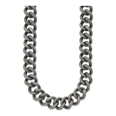 Men's Stainless Steel 15mm Antiqued Link Chain – view 4