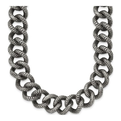 Men's Stainless Steel 15mm Antiqued Link Chain