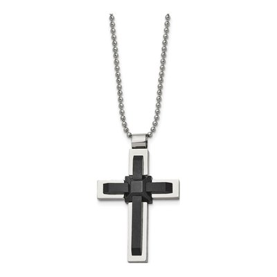 Black Stainless Steel Cross Pendant Necklace – view 5