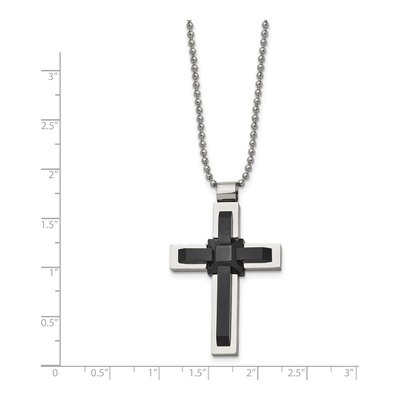 Black Stainless Steel Cross Pendant Necklace – view 6