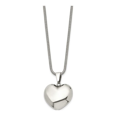Stainless Steel Puffed Heart Pendant Necklace – view 5